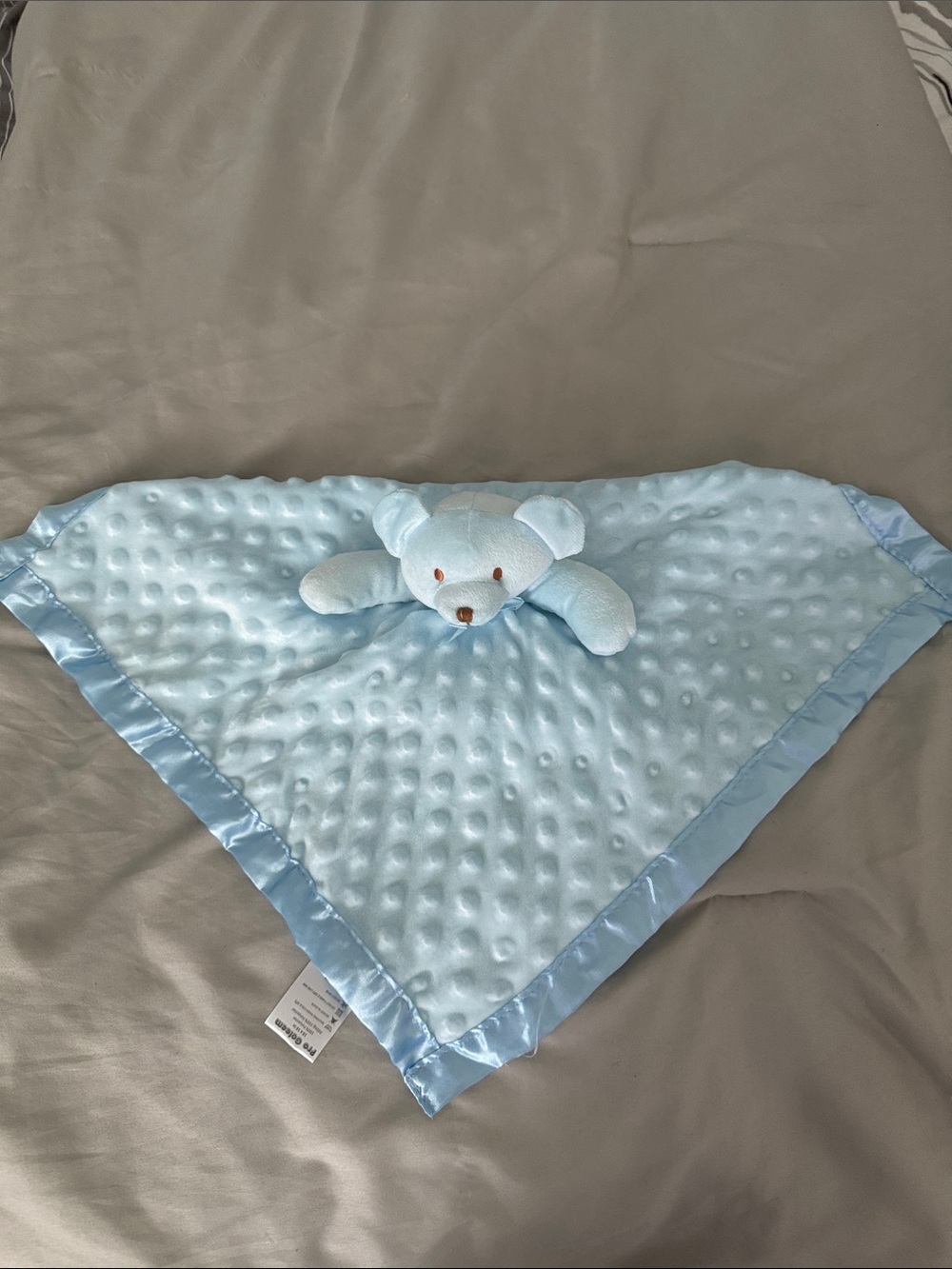Blue Plush Bear Lovey Security Blanket for Babies